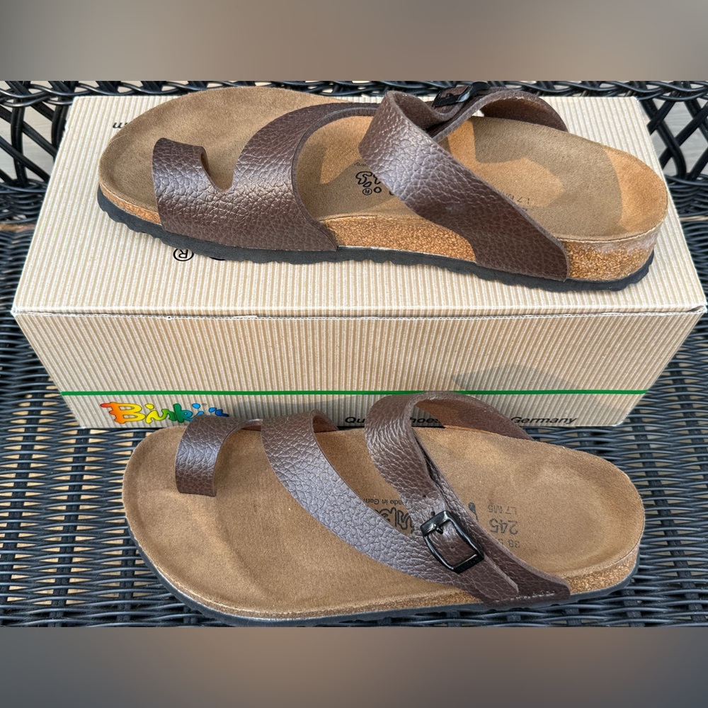 Birki’s by Birkenstocks Fuji Birko-flor pebble grain brown natural cork size 7 - Picture 4 of 10